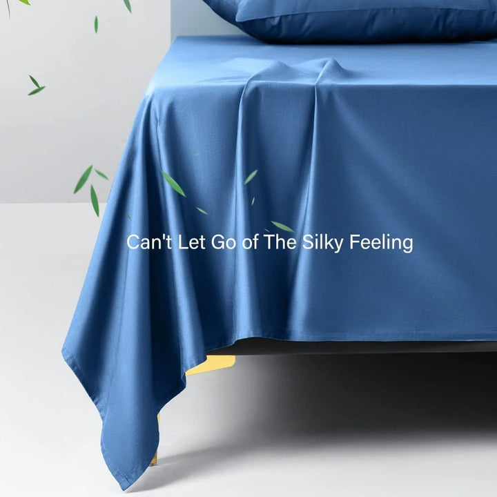 100% Organic Bamboo Bed Sheets, Cooling Queen Sheet Sets 4 PC, 1800 Series Sheets with 16" Deep Pocket, Navy Blue