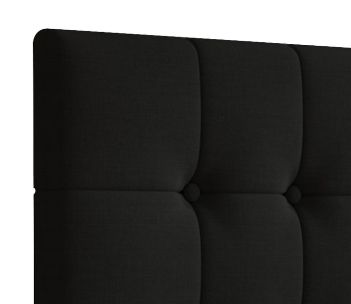 Upholstered Button Tufted Linen Headboard, Black, King