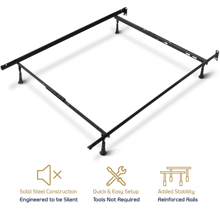 Adjustable Bed Frame Twin to Queen, Heavy Duty Steel Platform Bed Base, Black 5.25"