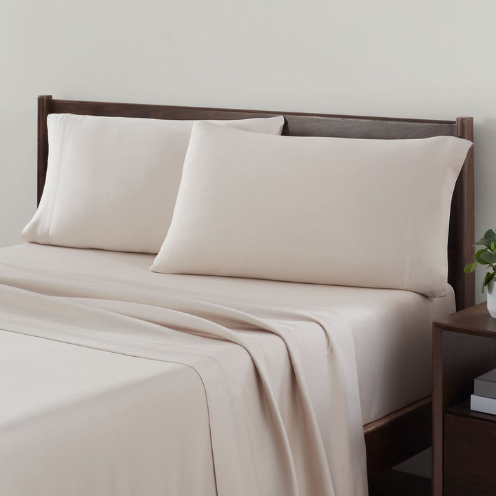 Soft & Silky 4-Piece Cream Glaze Viscose from Bamboo Sateen Bed Sheet Set, King