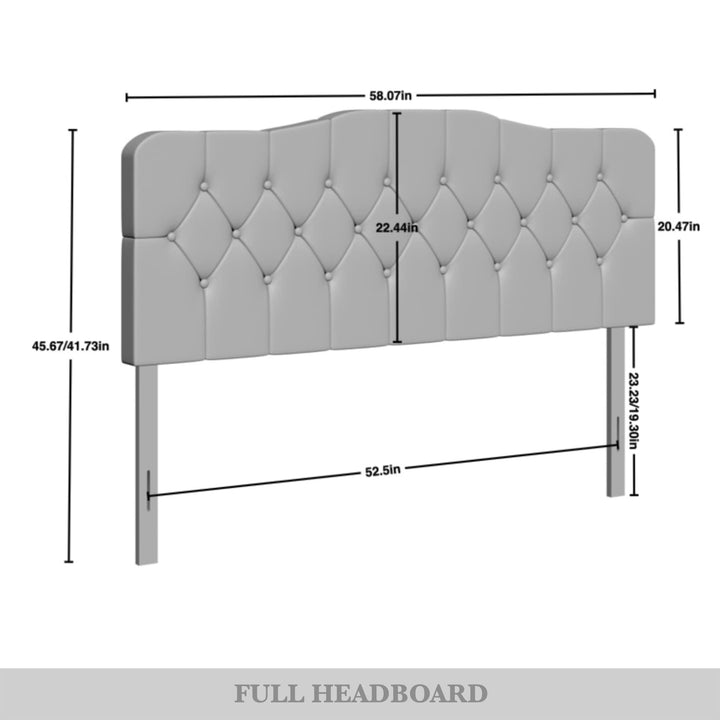 Upholstered Tufted Headboard, Silver Grey Velvet, Full