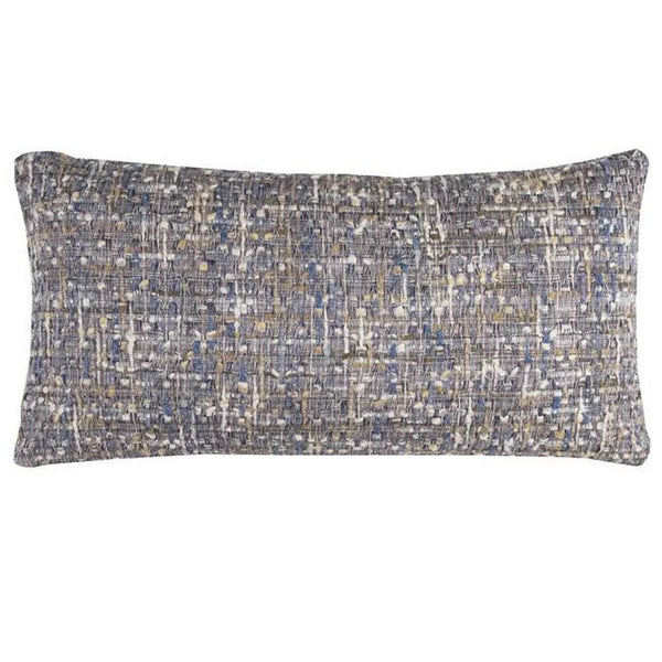 403232 Blue, Gray & Metallic Nubby Textured Lumbar Pillow, Navy