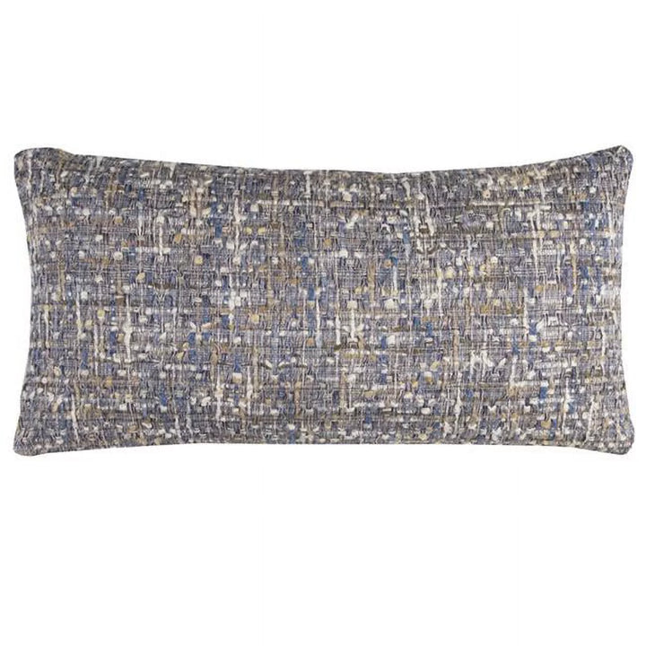 403232 Blue, Gray & Metallic Nubby Textured Lumbar Pillow, Navy