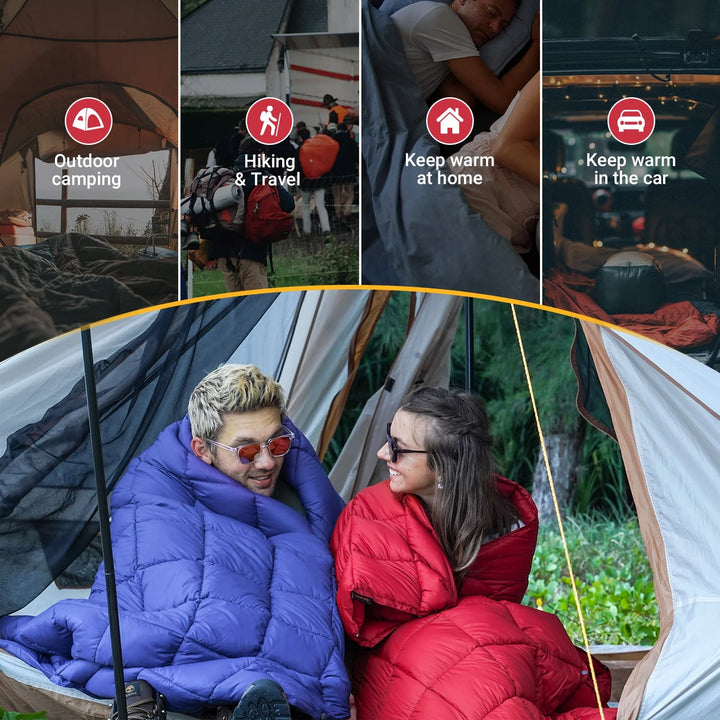 Large Camping Blanket Lightweight Outdoor Waterproof Cold Weather Wearable Blanket for Adult 78.7" X 56.7" Red