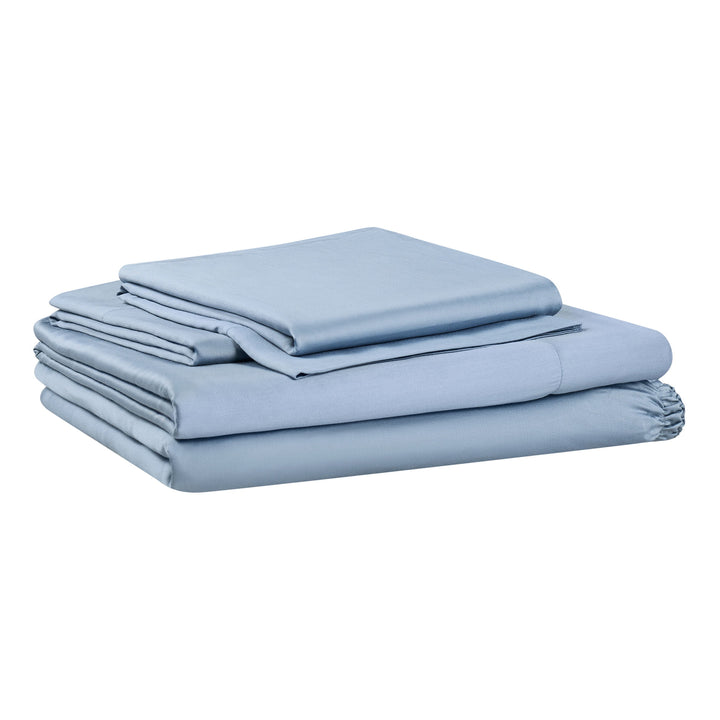 Soft & Silky 4-Piece Blue Illusion Viscose from Bamboo Sateen Bed Sheet Set, Full