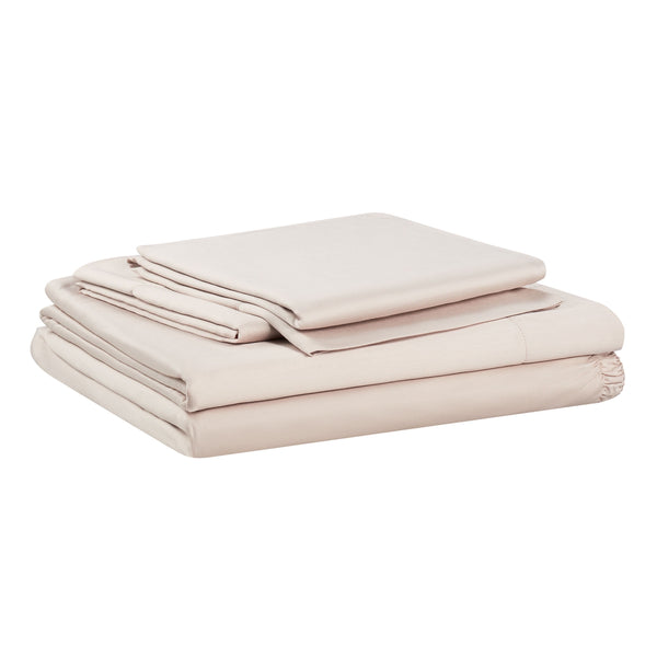 Soft & Silky 4-Piece Cream Glaze Viscose from Bamboo Sateen Bed Sheet Set, King