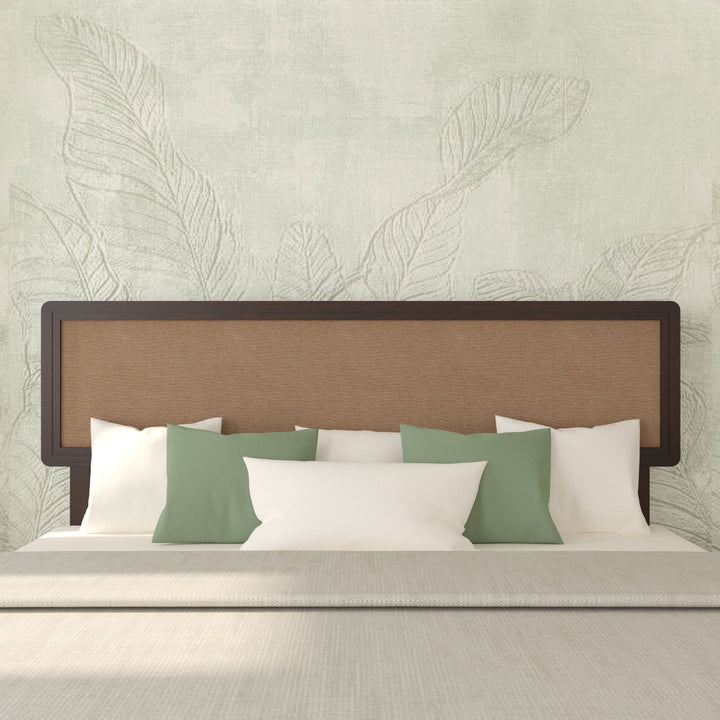 Grace King Size Headboard, Bohemian, Solid Wood, Walnut