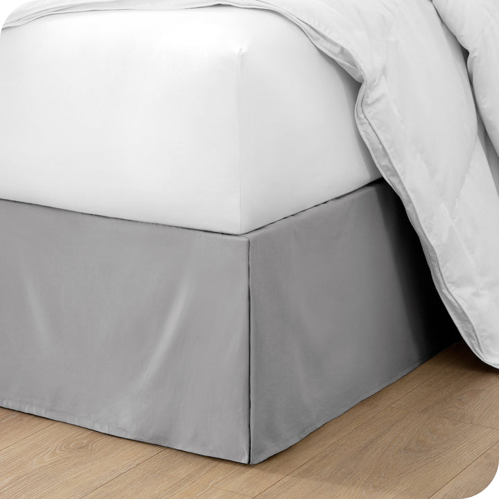 Double Brushed Bed Skirt - Premium 1800 Collection - 15-Inch Drop - Queen, Light Gray