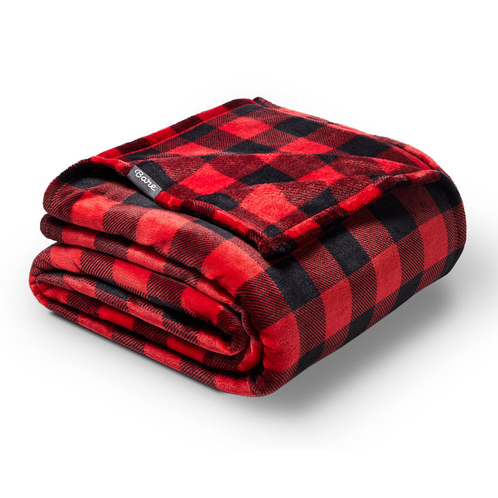 Microplush Fleece Blanket - 300 GSM - Fuzzy Microfleece - Soft & Plush - Twin/Twin XL, Buffalo Plaid - Red/Black