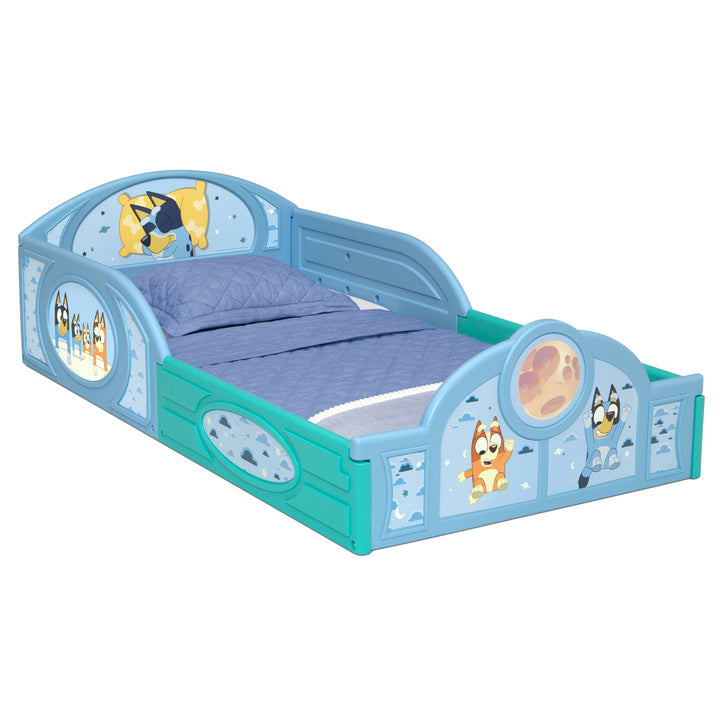 Bluey Sleep and Play Toddler Bed with Built-In Guardrails by