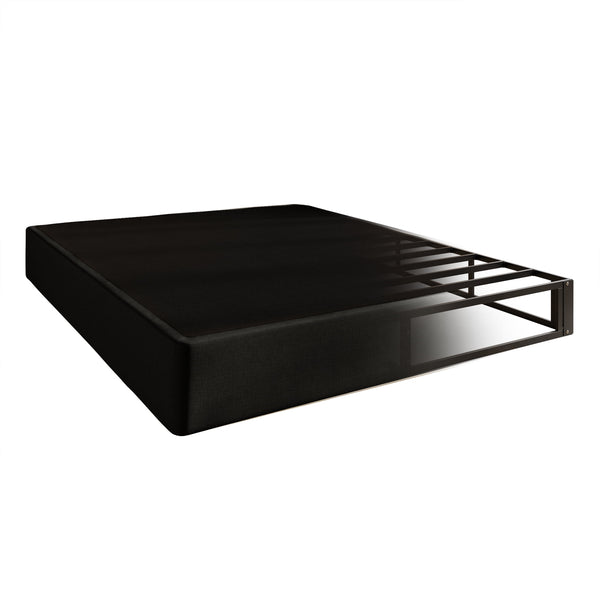 8‘ King Metal Box Spring, Black Linen