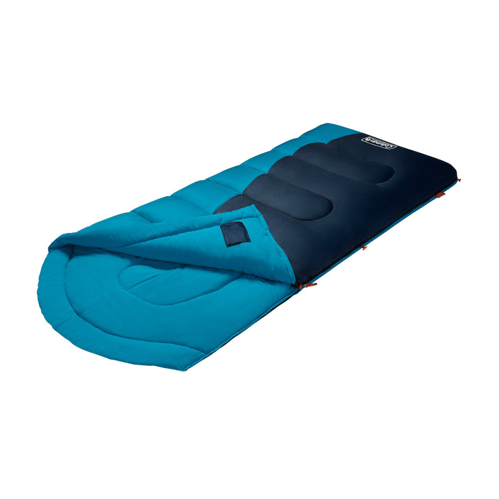 Montauk 40-Degree Warm Weather Semi-Rectangular Big and Tall Sleeping Bag, Blue, 84”X36”