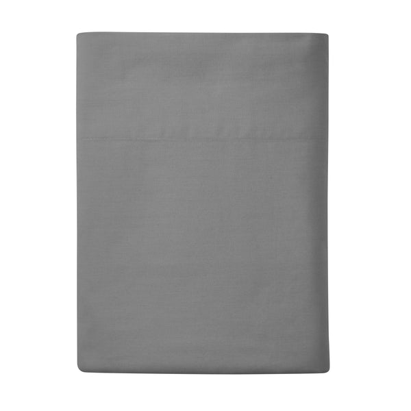 Easy Care Soothing Gray CVC Cotton Blend Flat Sheet, Queen