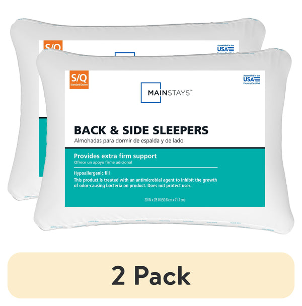 (2 Pack)  Extra Firm Bed Pillow for Back & Side Sleepers, Standard/Queen