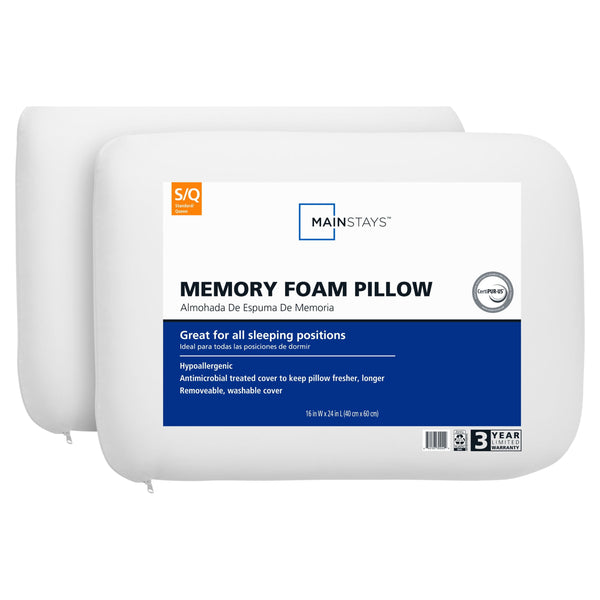 Memory Foam Bed Pillows, Standard Size, 2 Count