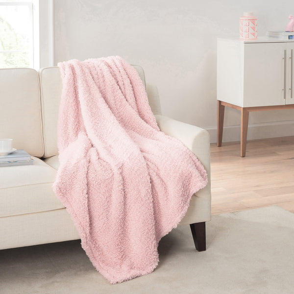 Sherpa Throw Blanket, 50" X 60", Light Pink