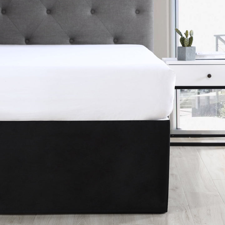 Solid Black Pleated Soft Brushed Microfiber Bed Skirt, King