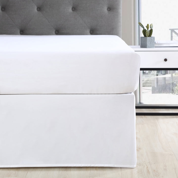 White Pleated Soft Brushed Polyester Bed Skirt, Queen