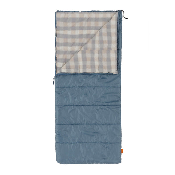 50F Flannel Lined Rectangle Adult Sleeping Bag - Blue (75" X 33")