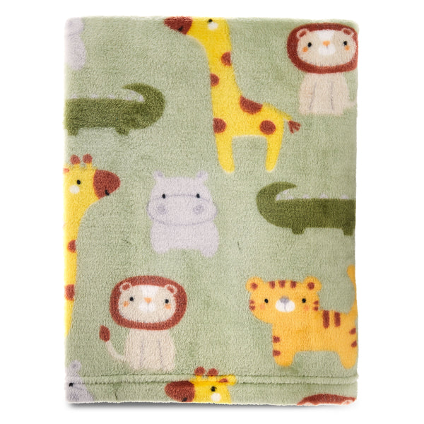 Printed Jungle Green Super Soft Plush Baby Blanket