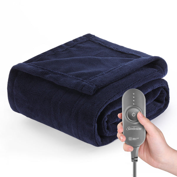 Microplush Electric Heated Throw Blanket, Poseidon Blue, 50" X 60"