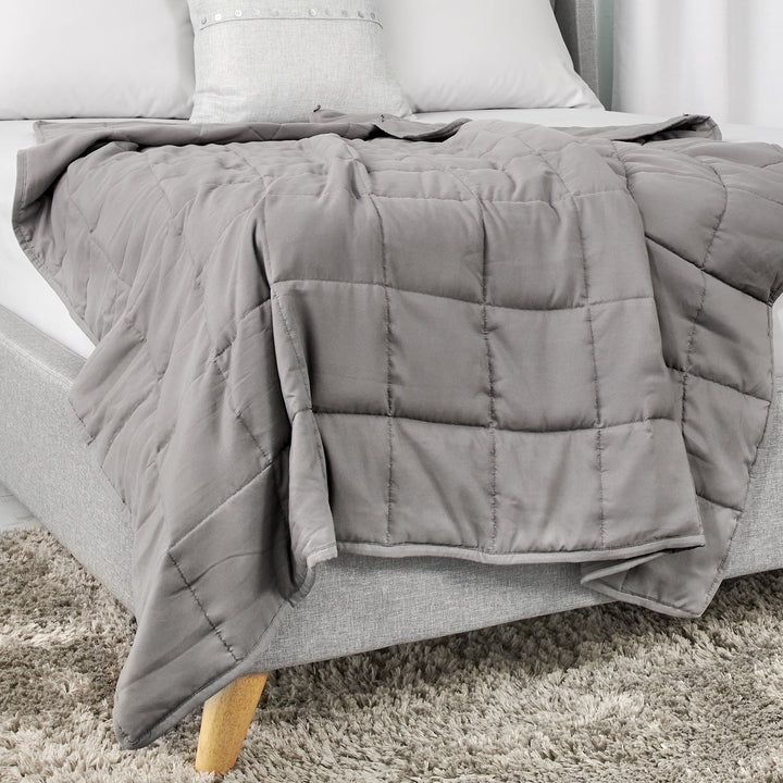 Antimicrobial Quilted Weighted Blanket, Gray, 12LB