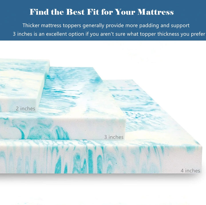 2 Inch Queen Size Mattress Topper, Cooling Gel Memory Foam Bed Topper for Pressure Relief