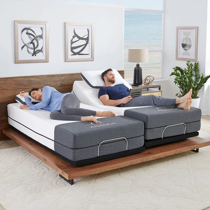 Split King Size Adjustable Bed Base Frame for Stress Management with Massage, Adjustable Legs, Remote Control