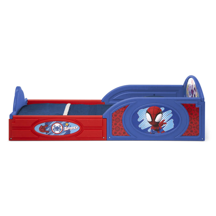 Spidey and His Amazing Friends Sleep and Play Toddler Bed with Built-In Guardrails by , Blue