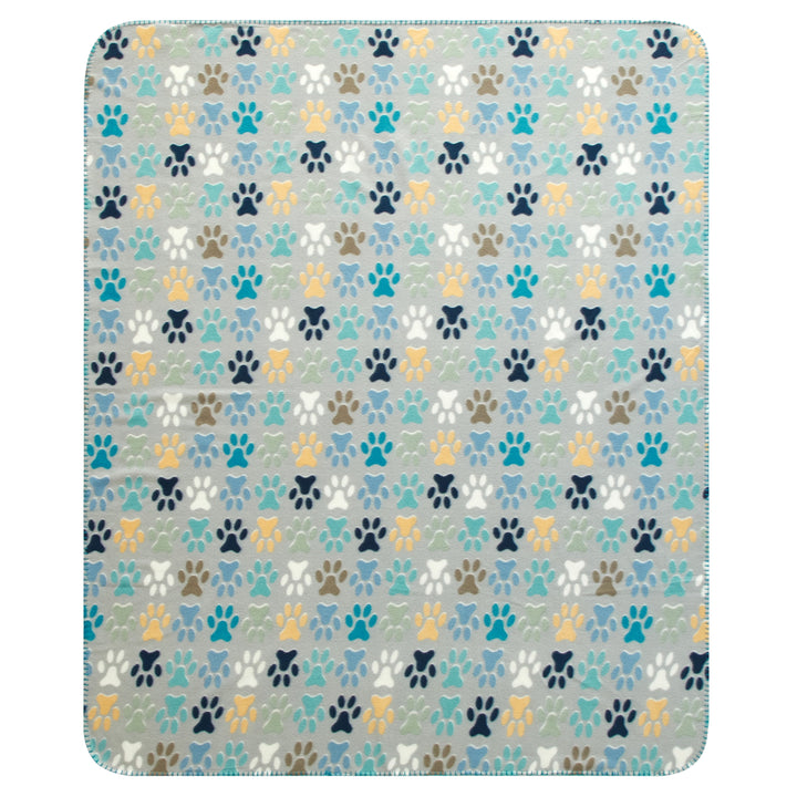 Gray Paw Fleece Throw Blanket 50" X 60"