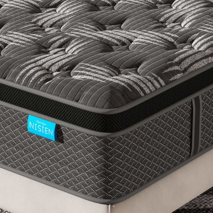 Black 10 Inch Queen Mattress, Cooling Gel Memory Foam Hybrid Mattress in a Box, Queen, Medium,Euro Top