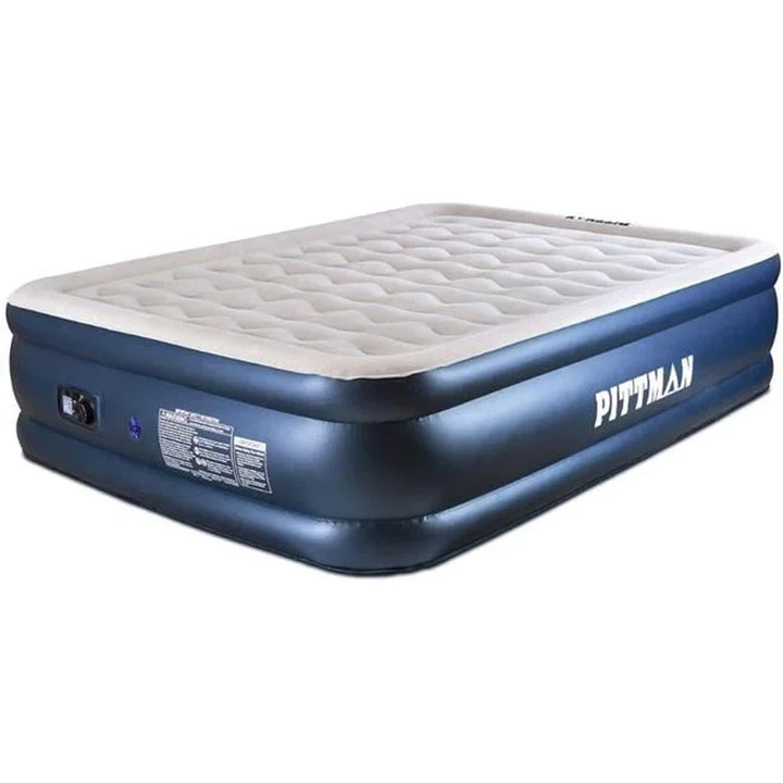 Pittman Queen Deluxe Never Leak Wave Beam Double High Air Mattress with Built-In Electric Pump