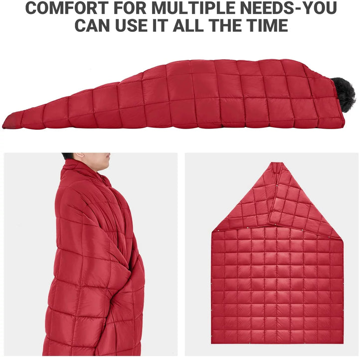 Large Camping Blanket Lightweight Outdoor Waterproof Cold Weather Wearable Blanket for Adult 78.7" X 56.7" Red