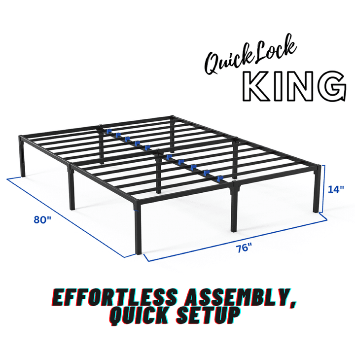 King Platform Bed Frame | Quiet & Sturdy | No Box Spring | 14" Mattress Foundation