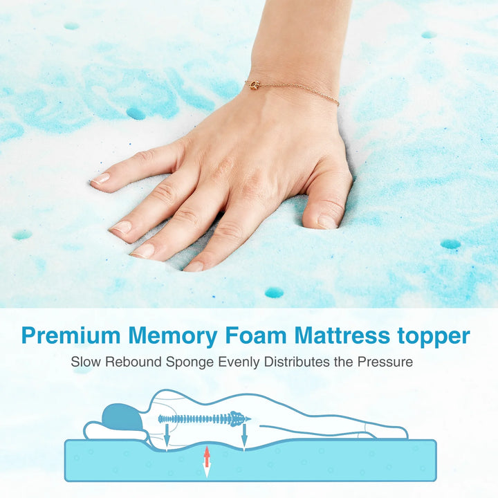 3 Inch Cool Gel Memory Foam Mattress Topper Twin Size Bed, Comfort Body Support & Pressure Relief, Certipur-Us Certified