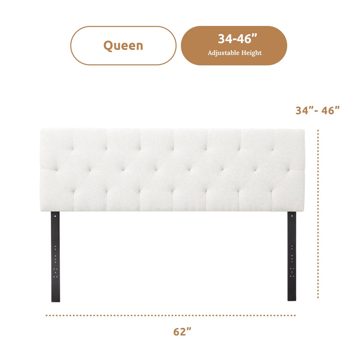 Eugene Diamond Tufted Upholstered Headboard, Queen, Cream