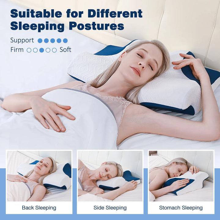 Cervical Pillow for Neck and Shoulder Pain Relief, Contour Memory Foam, Ergonomic Orthopedic Neck Support Pillow for Side, Back and Stomach Sleepers, Breathable Washable Cover