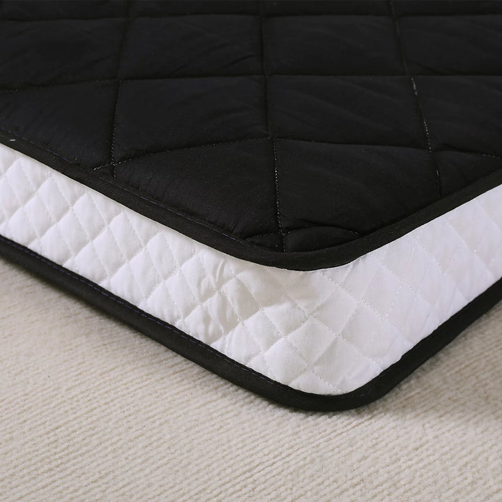 Japanese Floor Futon Mattress with Quilted Topper - Full Size, Black