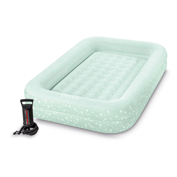 Open Box  Kids Inflatable Raised Frame Travel Air Mattress W/ Hand Pump