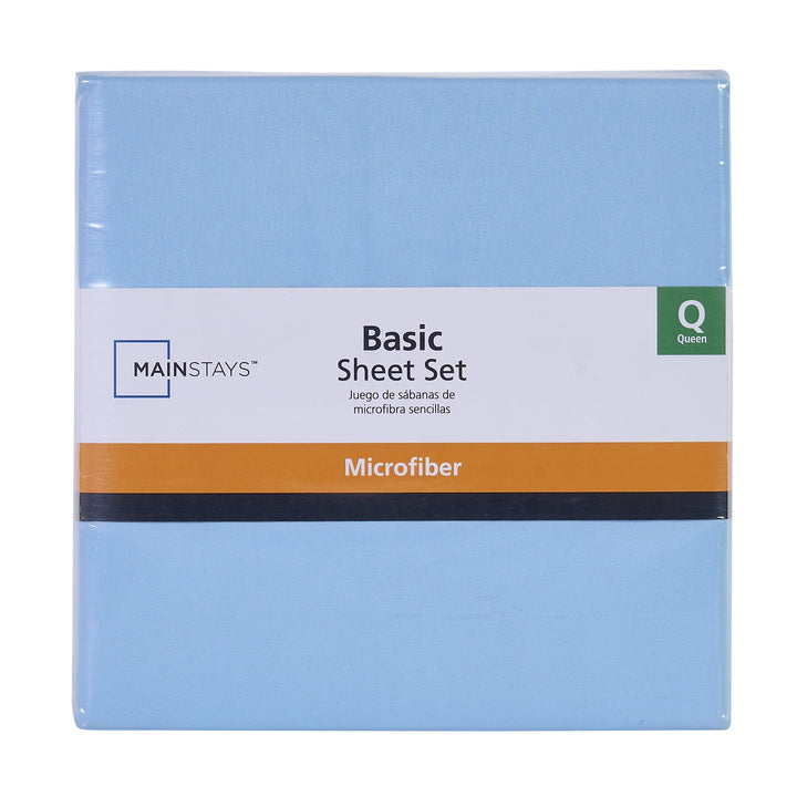 Basics Value Recycled Microfiber Bed Sheet Set, Queen, Blue, 4 Piece