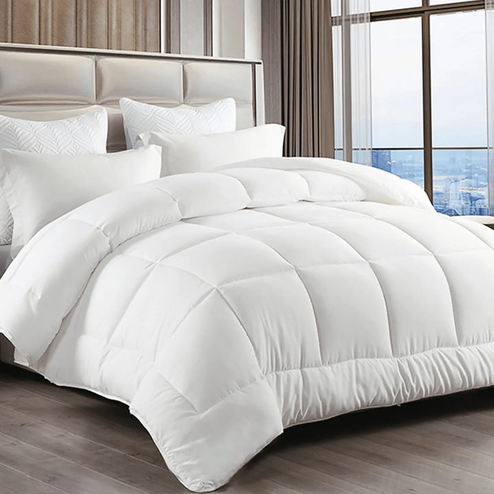 Queen Comforter Duvet Insert, All Season Quilted down Alternative, Hotel Luxury Fluffy Soft Cooling, Skin-Friendly Machine Washable Reversible Quilted with Corner Tabs (White,88X88 Inches)