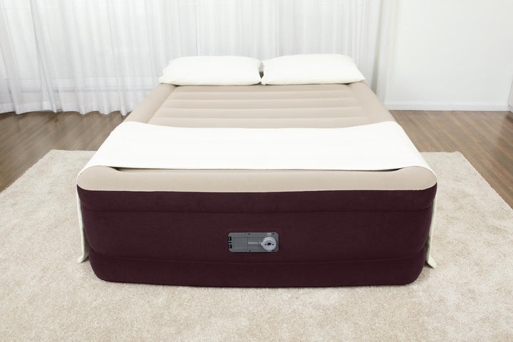 Maroon 20" Queen Air Mattress with Built-In Pump