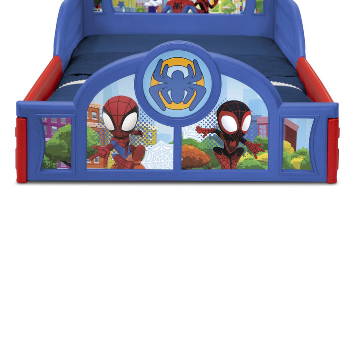 Spidey and His Amazing Friends Sleep and Play Toddler Bed with Built-In Guardrails by , Blue