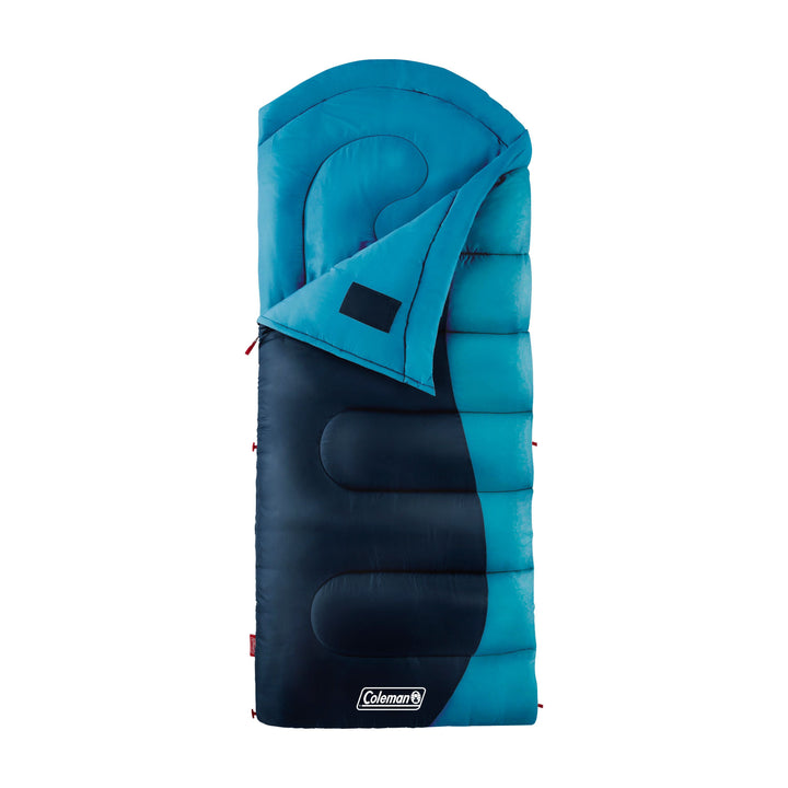 Montauk 40-Degree Warm Weather Semi-Rectangular Big and Tall Sleeping Bag, Blue, 84”X36”