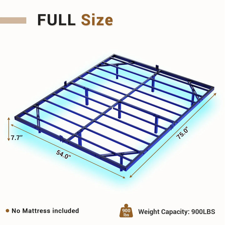 Full Size Floating Bed Frame with LED Lights, Metal Platform Bed, No Box Spring Needed, Black