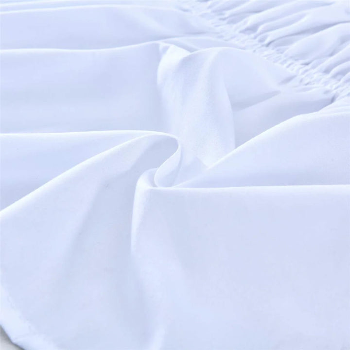 Wrap around Ruffled Bed Skirt 15 Inch for Queen Size Beds,White