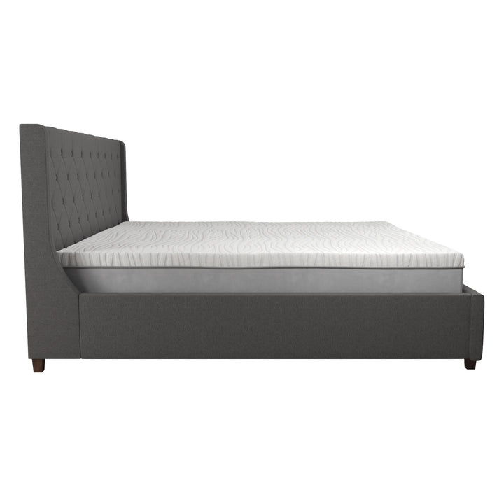 Mercer Upholstered Bed, King, Gray Linen