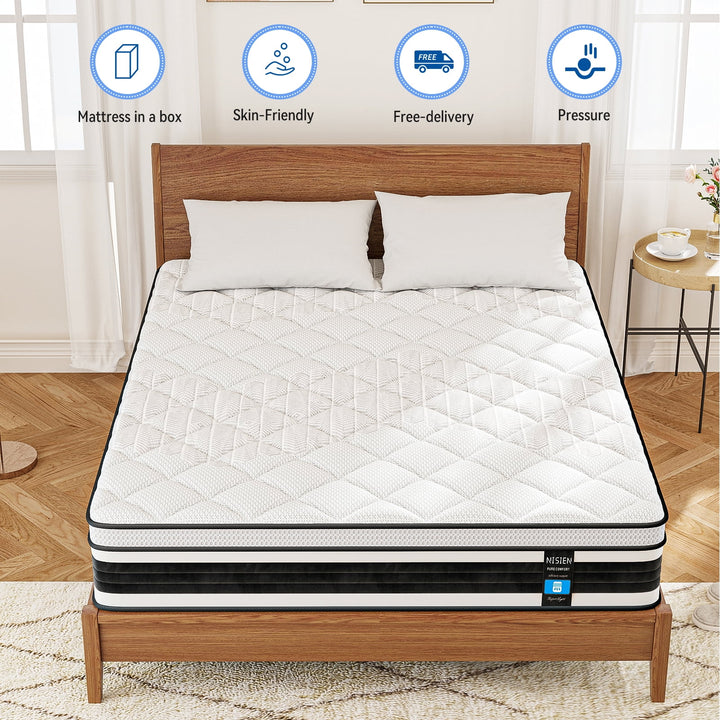 Queen Size Mattress,  10 Inch Gel Memory Foam Hybrid Queen Mattress in a Box,Euro Top Bed Mattress for Cooler Sleep,100-Night Free Trial