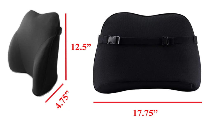 Back Support Orthopedic Lumbar Pillow, Black