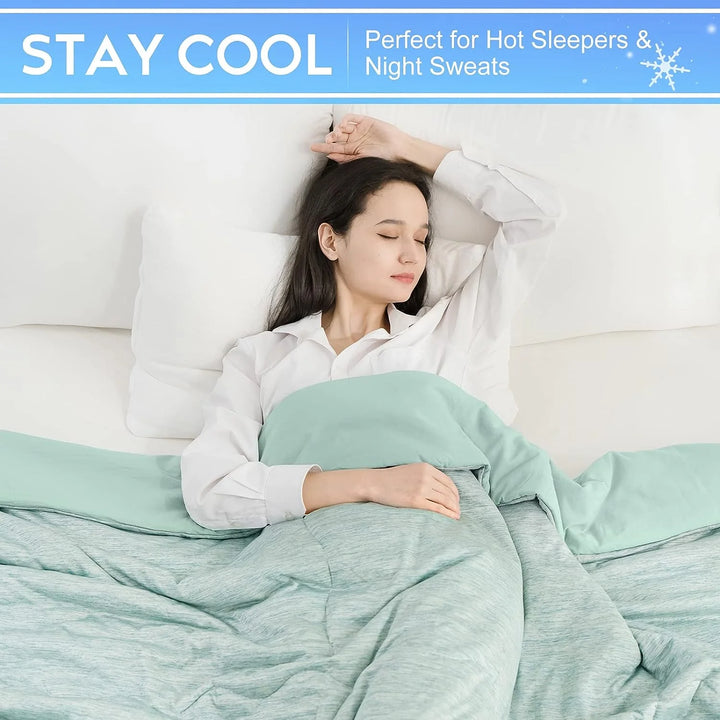 Dual-Sided Cooling Comforter Twin Size, Washable Lightweight Cooling Blanket with Q-Max > 0.5 Arc-Chill Cooling Fiber, Cool Sleeping Summer Blanket for Night Sweats Hot Sleeper (60"X 80")